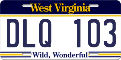 WV license plate DLQ103