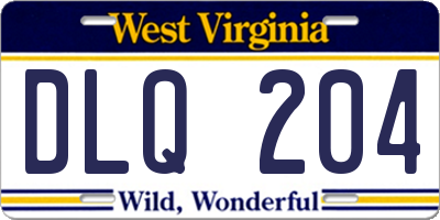 WV license plate DLQ204