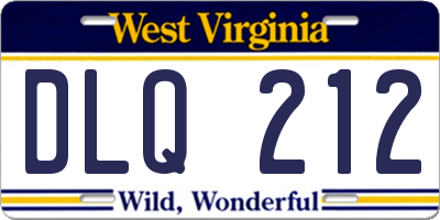 WV license plate DLQ212