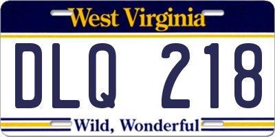WV license plate DLQ218