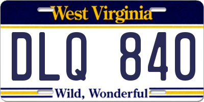 WV license plate DLQ840