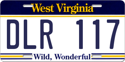 WV license plate DLR117