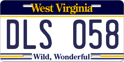 WV license plate DLS058