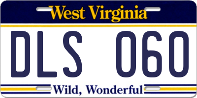 WV license plate DLS060