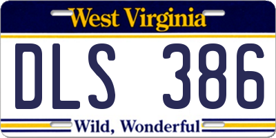 WV license plate DLS386