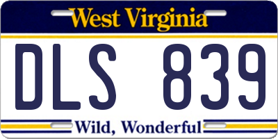 WV license plate DLS839