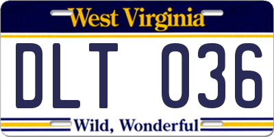 WV license plate DLT036