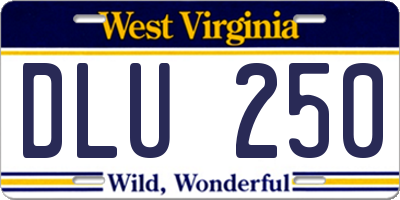 WV license plate DLU250