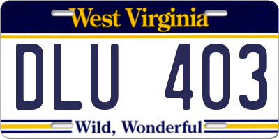 WV license plate DLU403