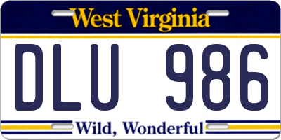 WV license plate DLU986