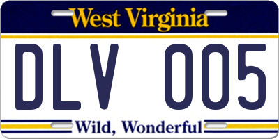 WV license plate DLV005