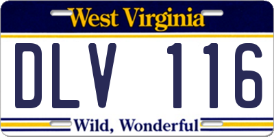 WV license plate DLV116