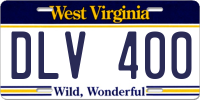 WV license plate DLV400