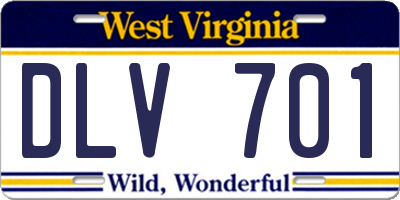 WV license plate DLV701