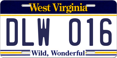 WV license plate DLW016