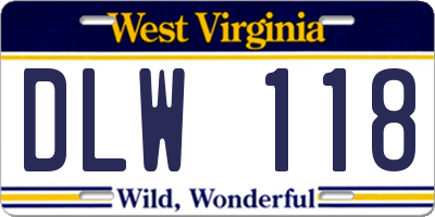 WV license plate DLW118