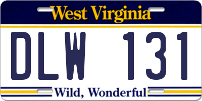 WV license plate DLW131