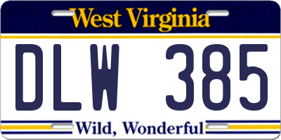 WV license plate DLW385