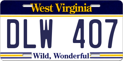 WV license plate DLW407