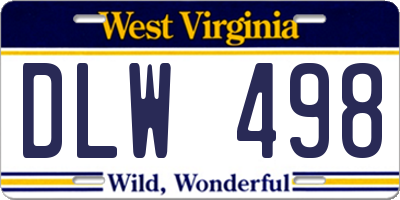 WV license plate DLW498