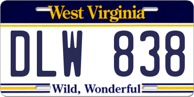 WV license plate DLW838