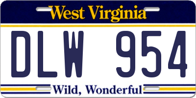 WV license plate DLW954