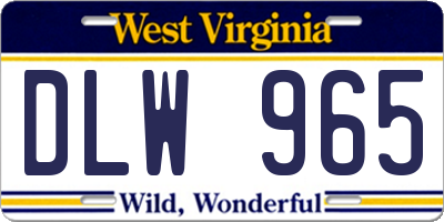WV license plate DLW965
