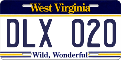 WV license plate DLX020