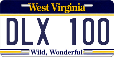 WV license plate DLX100
