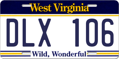 WV license plate DLX106