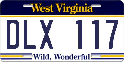 WV license plate DLX117