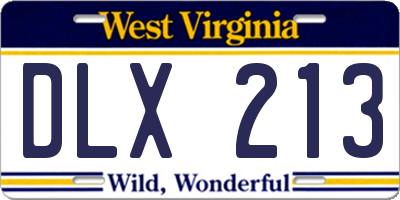 WV license plate DLX213