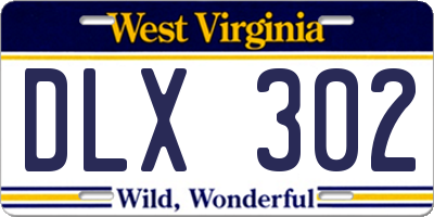 WV license plate DLX302