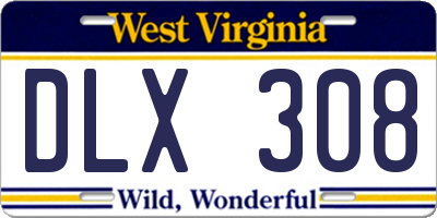 WV license plate DLX308