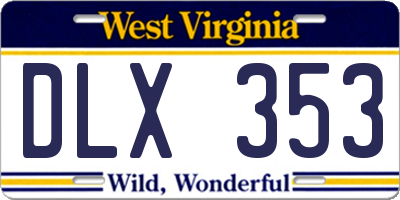 WV license plate DLX353