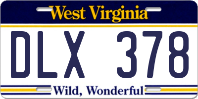 WV license plate DLX378