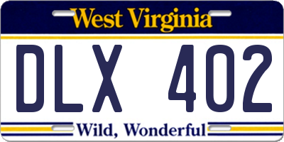 WV license plate DLX402