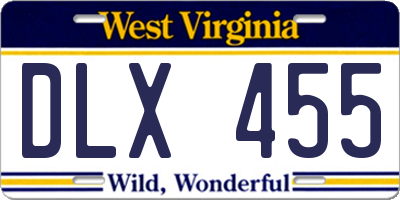 WV license plate DLX455