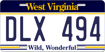 WV license plate DLX494