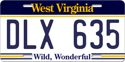 WV license plate DLX635