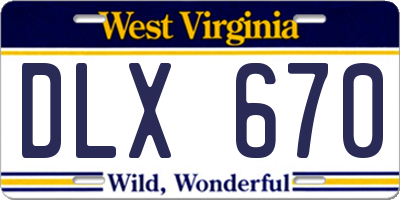 WV license plate DLX670