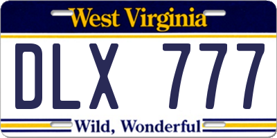 WV license plate DLX777