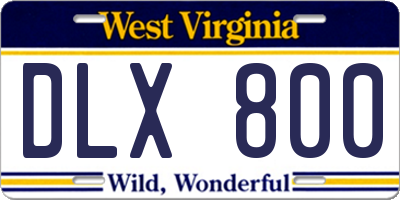 WV license plate DLX800
