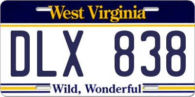 WV license plate DLX838