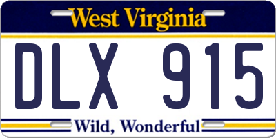 WV license plate DLX915