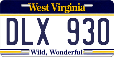 WV license plate DLX930