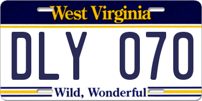 WV license plate DLY070
