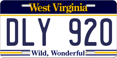 WV license plate DLY920