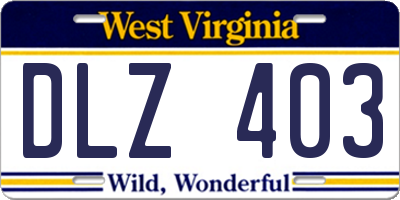 WV license plate DLZ403