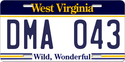 WV license plate DMA043